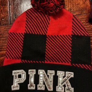 PINK Victoria's Secret Red and Black Plaid Hat